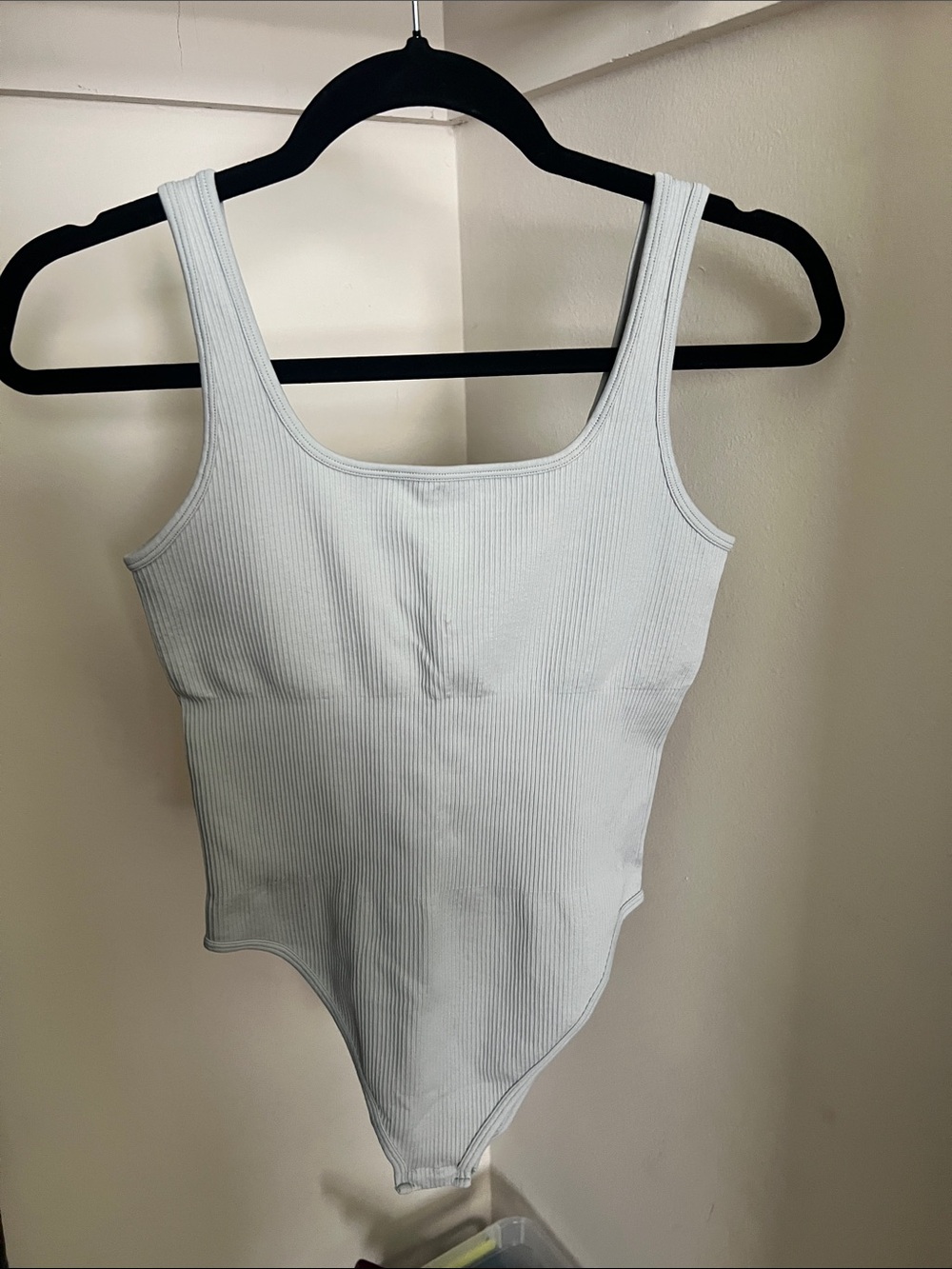Amazon Ribbed Scoop Neck Bodysuit - White